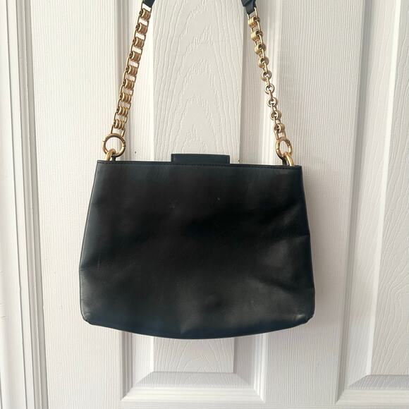 Tory Burch Lily Black Leather Slim Multi Pocket Gold Chainlink Crossbody Handbag - Picture 8 of 11